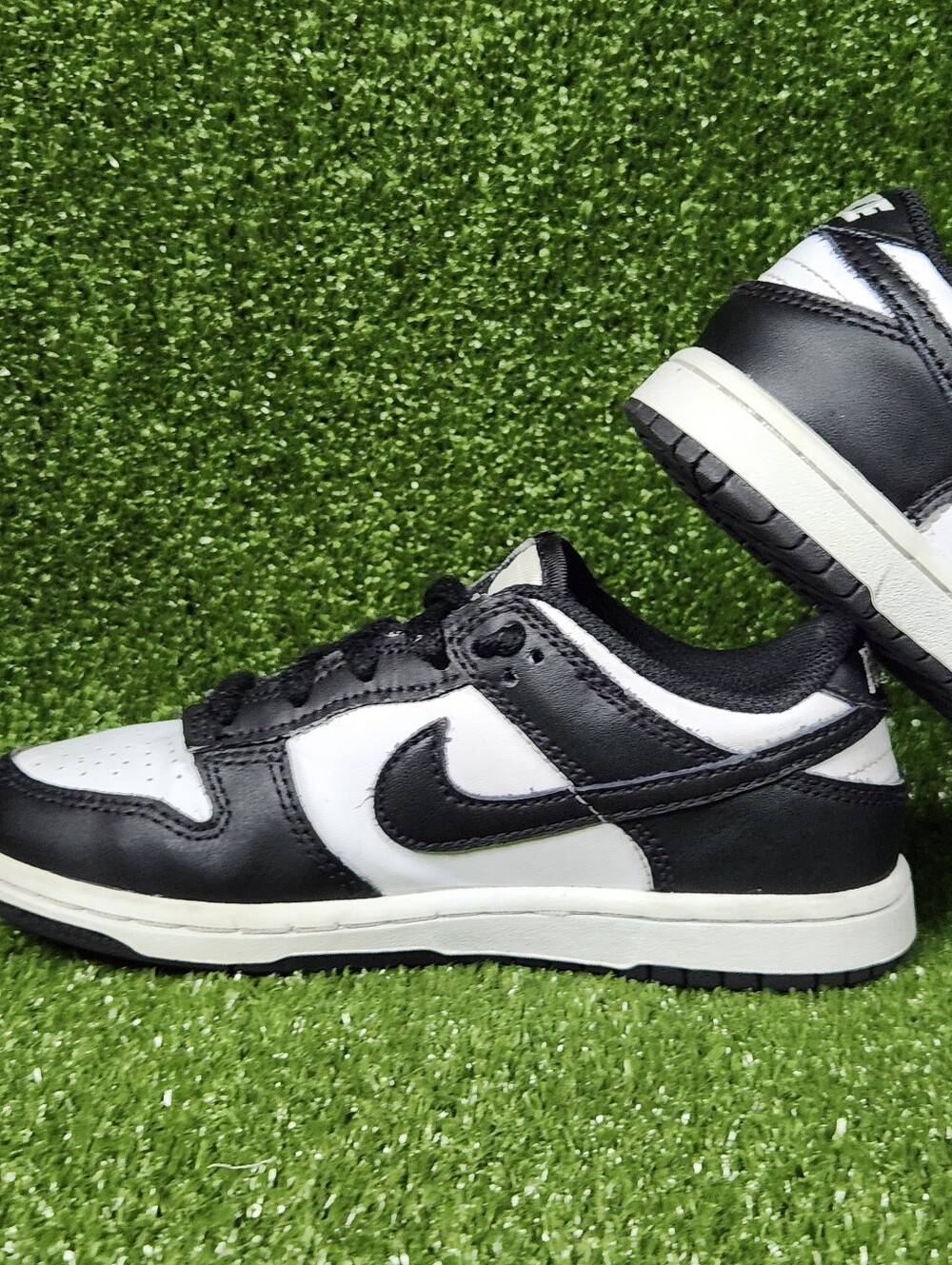 Nike Dunk Retro Low Little Kids Boys Black White Leather Sneakers Shoes Size 13C - Picture 7 of 14
